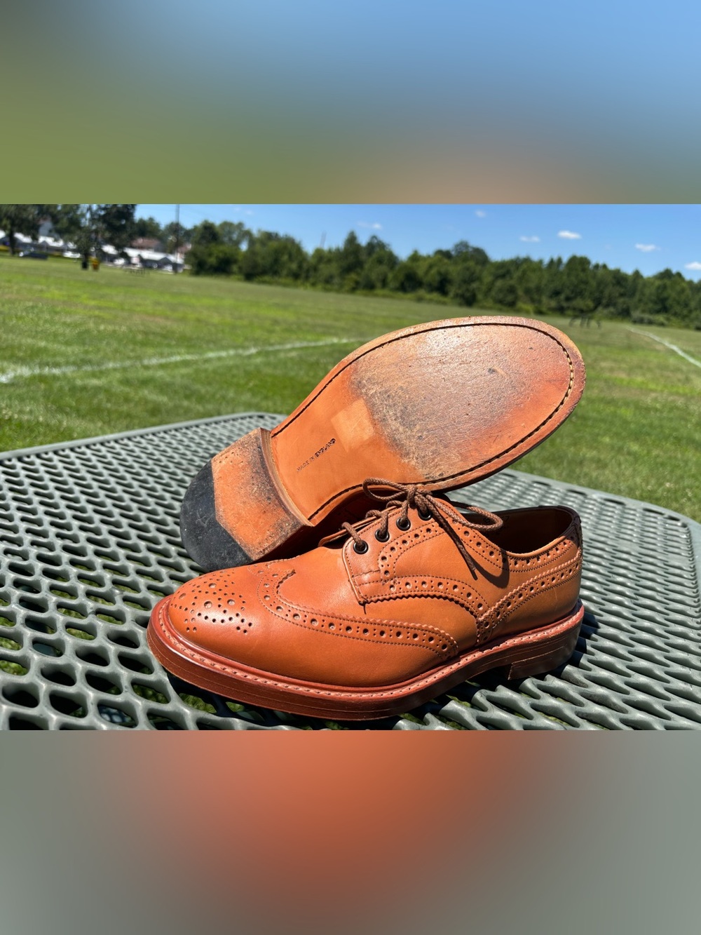 Burberry Brown Leather Derby Brogue Shoes Men's UK 8.5 US 9.5